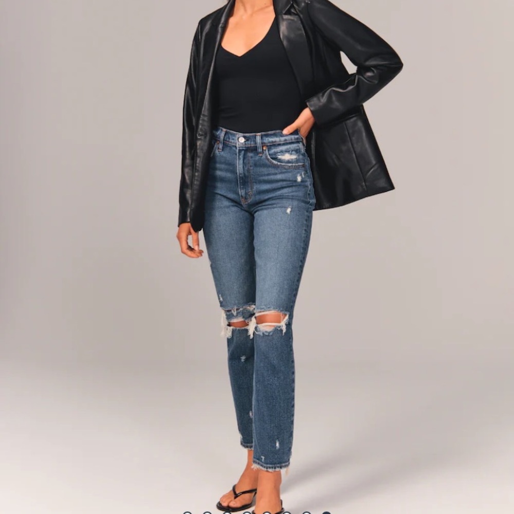Abercrombie Distressed High Rise Mom Jean